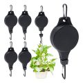 6 Pack Retractable Hanger Reach Plant Pulley Adjustable Height Black. 