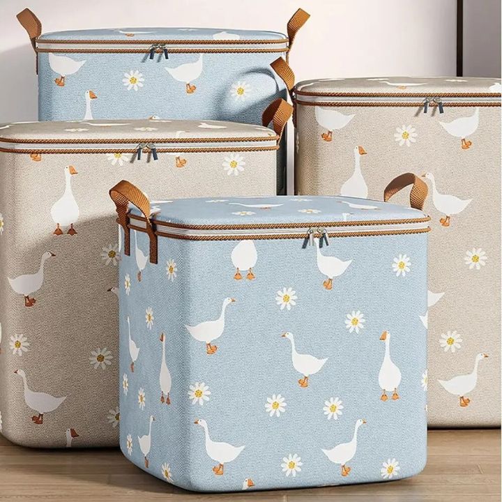 Quilt Storage Bag Foldable Clothes Storage Bins Daisy Closet Organizer Storage Containers Sorting Storage Box with Handles