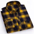 New Cotton Fashion Plaid Shirts For Men's Long Sleeve Single Patch Pocket Design Young Casual Standard-Fit Flannel Shirt S-8XL. 