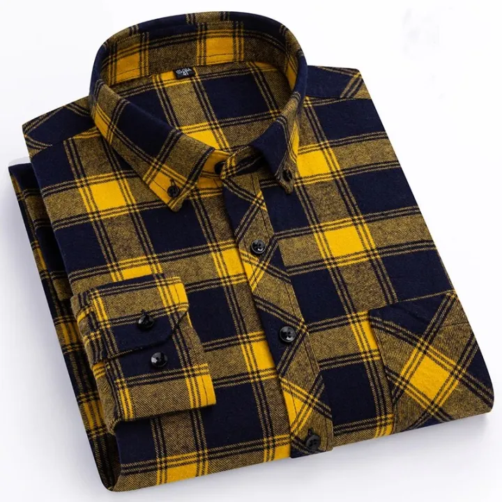 New%20Cotton%20Fashion%20Plaid%20Shirts%20For%20Men's%20Long%20Sleeve%20Single%20Patch%20Pocket%20Design%20Young%20Casual%20Standard-Fit%20Flannel%20Shirt%20S-8XL%20-%20Image%204