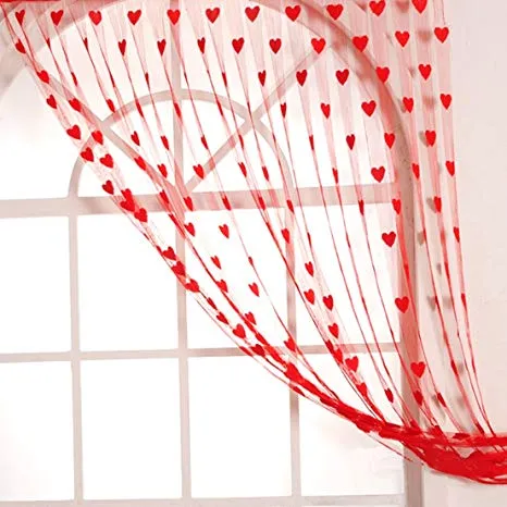 Heart%20Polyester%20Window%20or%20Doorway%20Curtain%20-%20Red%20-%20Porda%20-%20Image%204