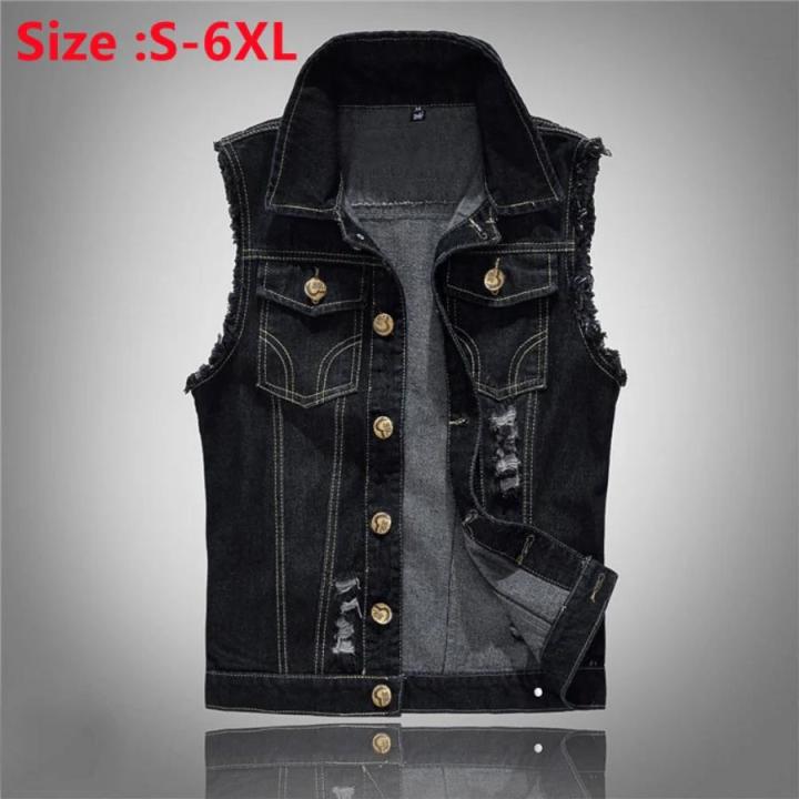 2024 Men's Fashion Jeans Sleeveless Jacket Vest Male Black Blue Denim Jeans Vest Man Cowboy Outdoors Waistcoat Mens Jacket Vest BunnyGarden
