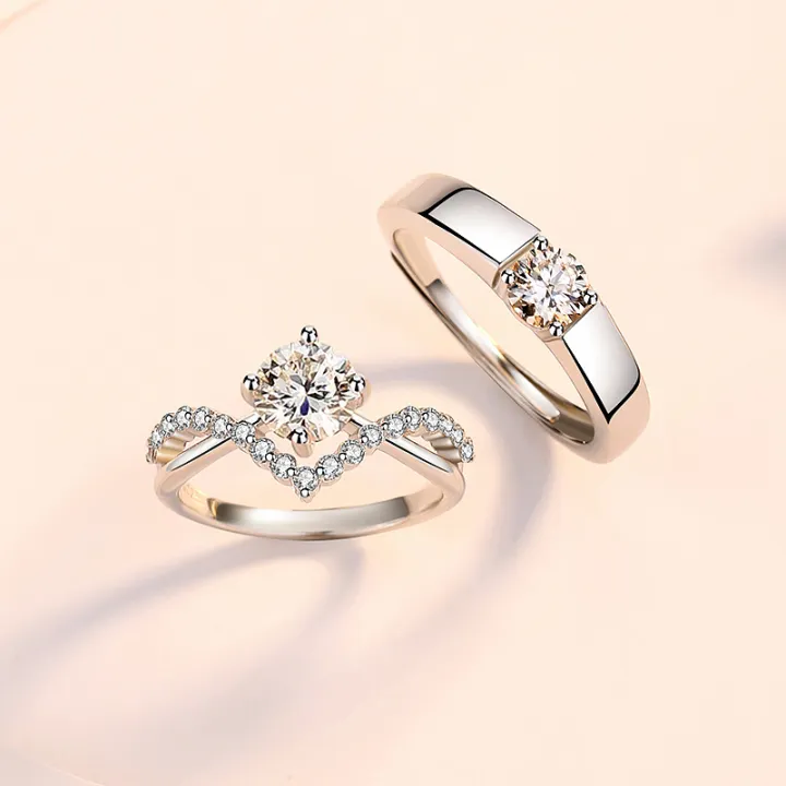 Crowning%20Love,%20Couple%20Rings,%20Four%20Prongs,%201%20Carat%20Zircon%20Diamond%20Rings,%20Pair%20of%20Wedding%20Rings%20for%20Men%20and%20Women,%20Crown%20Open%20Pair%20Rings%20-%20Image%203
