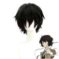 「HSIU Brand Dazai Osamu wig Anime Bungo Stray Dogs Cosplay Black Short Hair Fiber synthetic wig+Free brand wig cap.