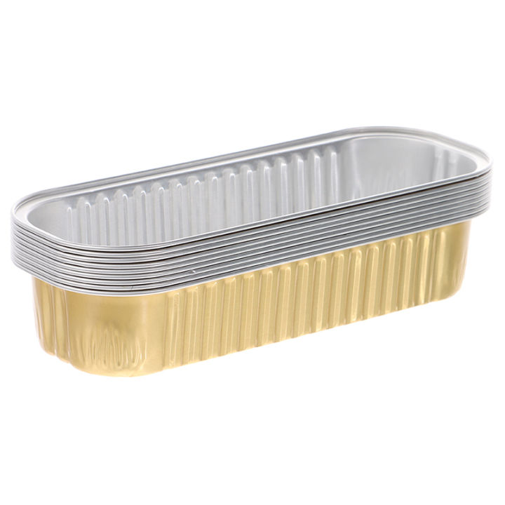 10Pcs 200ml Aluminum Foil Baking Cake Box Rectangular Tin Cupcake Baking Pan Pudding Box Cheese Dessert Cup With Lid