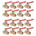 16PCS 1/4 Inch Heavy Duty Brass Ball Valve Shut Off Switch Male and Female NPT Thread Pipe Fitting. 