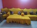 Yellow Color Turkey stretchable fabrics sofa cover for Regular Size Sofa. 