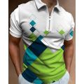 Summer Men's Clothes Polo Shirts Casual Turn-Down Collar Zipper Streetwear Plus Sign Print Short Sleeve Tee Shirt Men Polos Tops. 