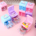 Cute Cartoon Sanrio Hello Kitty Cinnamoroll My Melody Kuromi Storage Box With Mini Drawer Jewelry Finishing Box Desk Organizer.