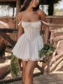 The pair of dresses backless nightclubs will send you a 2024 A-line Townlike lace patchwork dress for ladies spaghetti strap fans Sping summer dress. 