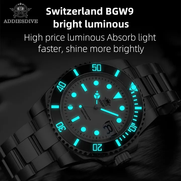 Addies Dive New Quartz Watch 316L Stainless Steel Blue luminous 30Bar ...
