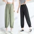 Ice Silk Bloomers Women's Chiffon Summer New Style Fat mm Women's Pants Draping Effect Loose Thin Ankle-Length Casual Pants. 