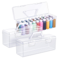 3 Pcs Paint Storage Box for 2 Fl. Oz Acrylic Paints, Acrylic Portable Craft Art Organizer with Handle, 30 Bottles White. 
