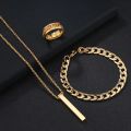 3pcs/set Mens Stainless Steel Glamour Chain Bracelet & Ring Set for Men. 