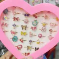 10Pcs Cute Cartoon Kids Rings Kawaii Korean Children Girls Enamel Flower Crown Finger Ring Child Jewelry. 