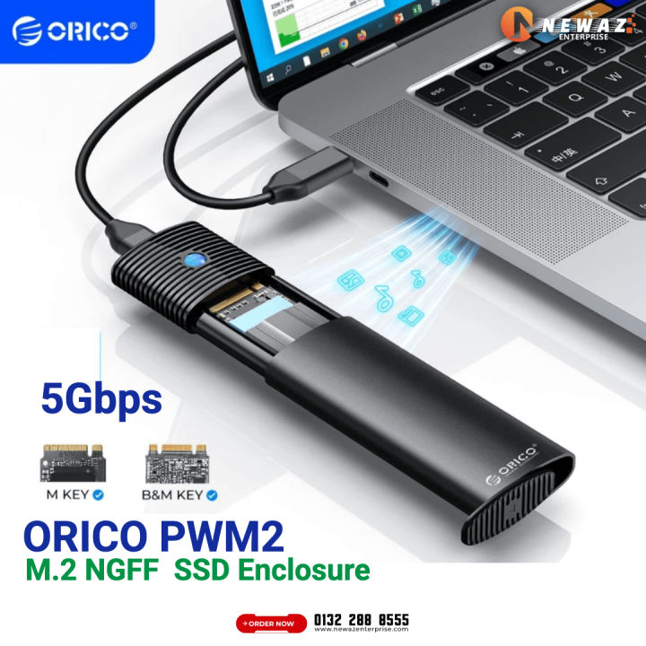 ORICO%20PWM2%20USB3.2%20Gen1%20Type-C%20M.2%20NGFF%20SATA%20SSD%20Enclosure%20-%20Image%202