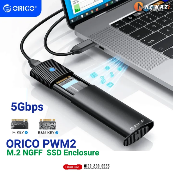 ORICO%20PWM2%20USB3.2%20Gen1%20Type-C%20M.2%20NGFF%20SATA%20SSD%20Enclosure%20-%20Image%202