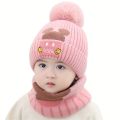 2pcs/set Children's Hat & Scarf Set, Baby Thickened Warm Wool Baby Neck With Ear Protection. 