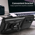Vantime for vivo Y03 / Y03t / Y18 / Y18s / Y28s 4G 5G Case Hard Sliding Lens Protect Stand Holder Back Cover.