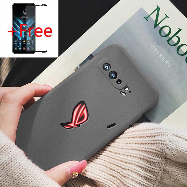 (Free Tempered Glass)Biruiqu For ASUS ROG Phone 3 Shockproof Anti Slip Soft TPU Sandstone Matte Back Case Cover