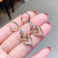 Hollow Out Dual Layer Heart Earrings Double Layers Heart Earrings Dual Layer Heart Zircon Earrings Heart Pendant Earrings Heart Drop Dangle EEarrings Fashion Heart Earrings. 