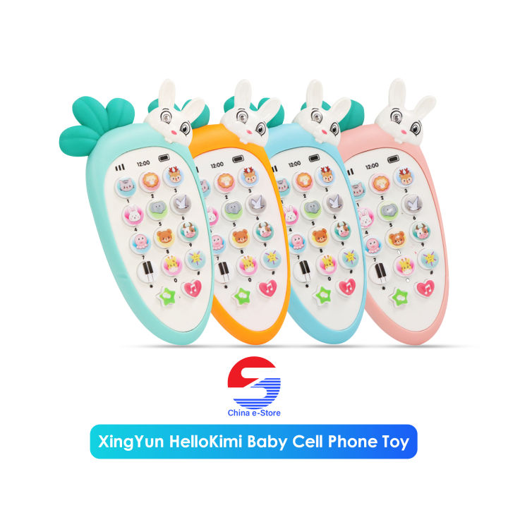HelloKimi Baby Cell Phone Toy for Learning and Play Early Education Telephone with Silicone Cover Music Lights for 0-1 Year Old Kids with lanyard