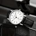 Vintage Round Pointer Quartz Watch Casual Analog PU Leather Wrist Watch For Women Men.
