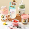 Breakfast Oatmeal Cereal Seal Salad Cup Portable Two-layers Cup Container with Fork Cup Lid Tuppers Food Taper Bowl Lunch Box. 