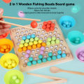 Wooden Board Bead Game Interactive Magnetic Fishing Game 2 in 1 Color Matching Safe for Home for Toddlers.