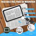 Full-Page 5X Magnifying Glass Folding Lighted Magnifier Rectangular Handhold Magnifier for Reading, with 48 LED Lights. 