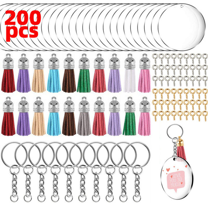 200pcs%20Acrylic%20Keychain%20Blanks%20Keychains%20for%20Vinyl%20Kit%20Including%20120pcs%20Acrylic%20Blanks%20Tassels%20110pcs%20&%20studs%20DIY%20Keychain%20Vinyl%20Crafting%20-%20Image%202