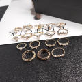 17Pcs/Set Boho Luxury Clear Crystal Stone Wedding Ring Set for Women Water Drop Flowers Sun Cluster Retro Geometric Knuckle Rings Jewelry Gift.