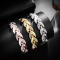 1 Pcs Ladies Bracelet For Women Girls Rhinestone Leaves Bracelets Chain Bangle Luxury Wedding Jewelry Simple Fashion Elegant.