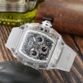 Richard RM Shake Fast Selling 6-pin Quartz Watch Barrel Hollow Fashion Non-mechanical Watch in stock Transparent Watch. 