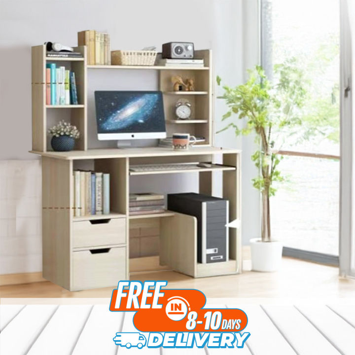 ড্রয়ারসহ কম্পিউটার ডেস্ক, বুকশেল্ফ লেয়ার স্টাডি টেবিলের সাথে লেখার ...