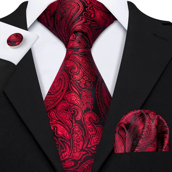 Red%20100%25%20Silk%20Novelty%20Tie%20Set%208.5cm%20Solid%20Woven%20Necktie%20Fashion%20Designers%20Barry.Wang%20Tie%20For%20Men%20Wedding%20Business%20LS-5028%20-%20Image%207