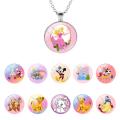 Disney Pretty Aurora Princess Cute Mickey Glass Dome Chain Pendant Necklace Gifts for Children Cabochon Jewelry FYD919. 