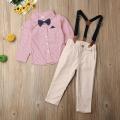Baby Kids Boys Outfit Clothes Striped Flower Bow Tie Gentleman Suit. 