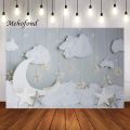 Mehefond Photography Background White Clouds Glitter Stars Moon Child 1st Birthday Party Cake Smash Decor Backdrop Photo Studio. 