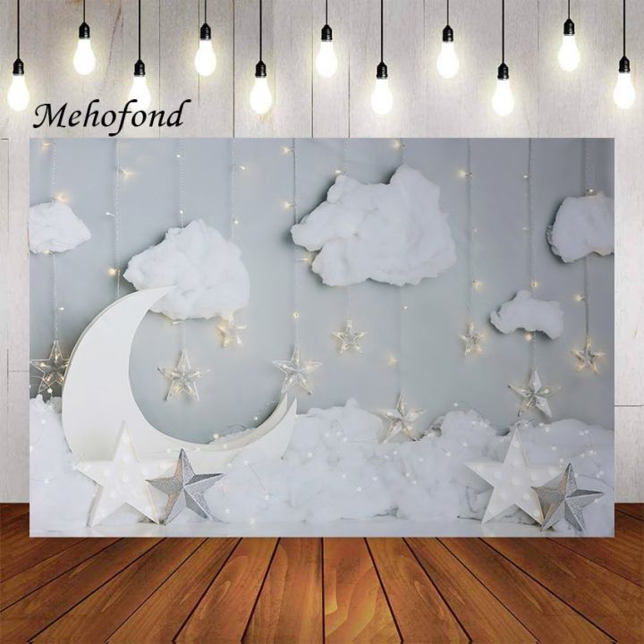 Mehefond%20Photography%20Background%20White%20Clouds%20Glitter%20Stars%20Moon%20Child%201st%20Birthday%20Party%20Cake%20Smash%20Decor%20Backdrop%20Photo%20Studio%20-%20Image%202