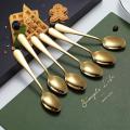 6 Pieces 6.7" Stainless Steel Tea Spoons With Gold Titanium Plating, Ice Cream Spoons, Dessert Spoon, Coffee Spoon,Golden Tea spoon. 