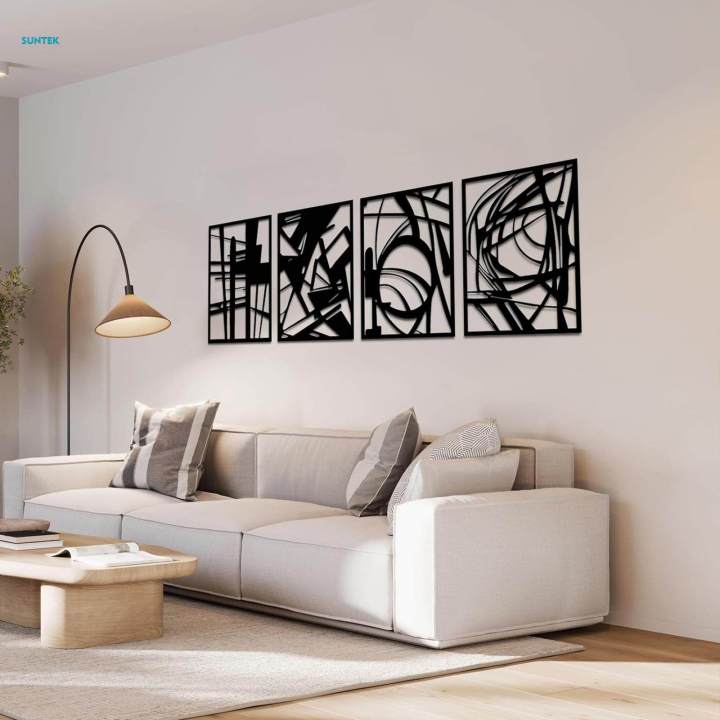 Metal Wall Art Abstract 4 Pack Decor for Garden Wall Kitchen