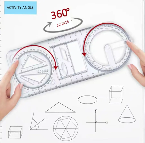 New%201/3pc%20Multi-function%20Drawing%20Ruler%20Geometric%20Figure%20Ruler%20High%20chool%20Mathematic%20Drawing%20Template%20Cute%20Ruler%20-%20Image%203