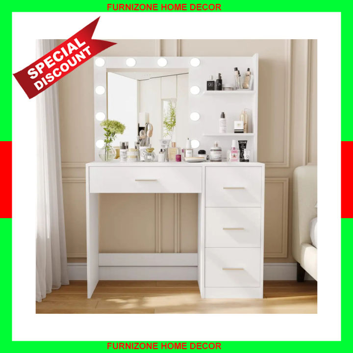 Modern Vanity Dressing Table With 10 Pcs White Led Light by FURNIZONE BD