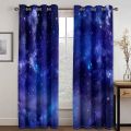 3D Cheap Blue Stars Galaxy Space Psychedelic Starry Sky 2 Pieces Shading Window Curtains for Living Room Bedroom Home Decor Hook.