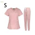 Women Nurse Work Clothing Nursing Uniform Top and Pants V S Pink. 