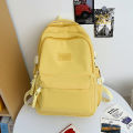College student school bag cream solid color Japanese college style ins girl backpack high school student simple and versatile backpack. 