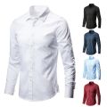 Autumn Shirt Chic Slim Fit Solid Color Casual Lapel Men Spring Shirt for Daily Wear Spring Shirt Men Shirt. 