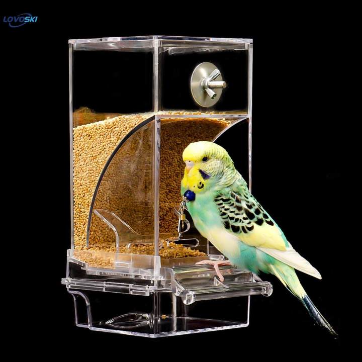 Bird Feeder Sturdy Clear Food Container for Canary Cockatiel Budgies transparent