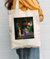 Trinklet Premium Bengali Couple Printed Canvas Tote Bag with Zipper for Girls. 